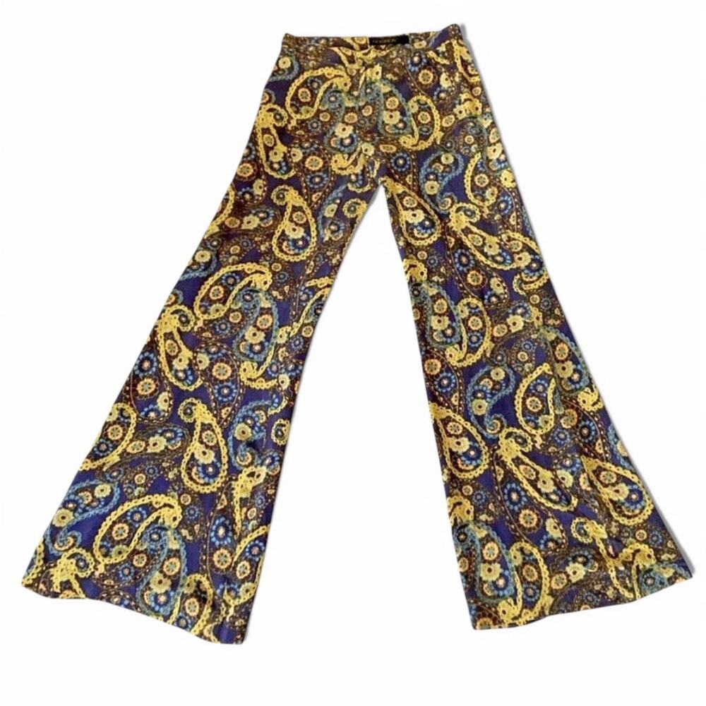 Goldsign 100% Silk Paisley Wide Leg Pants, New w/ Tags 24, Stunning